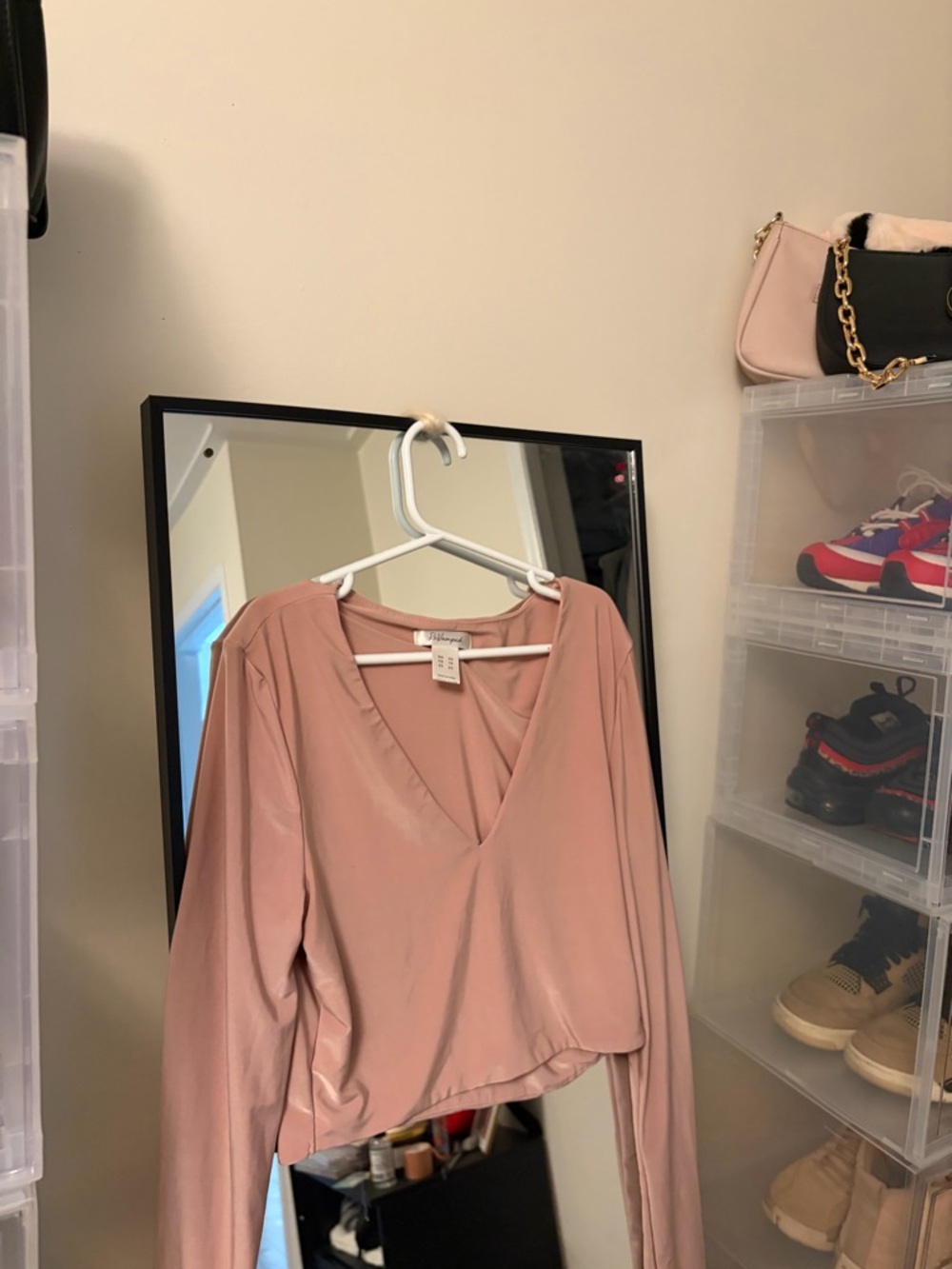 Revamped Dusty Rose V-Neck Long Sleeve Top